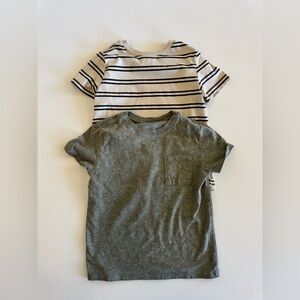 Cat & Jack Kids Short Sleeve Tee Bundle - Olive Green & Cream/Black Stripe